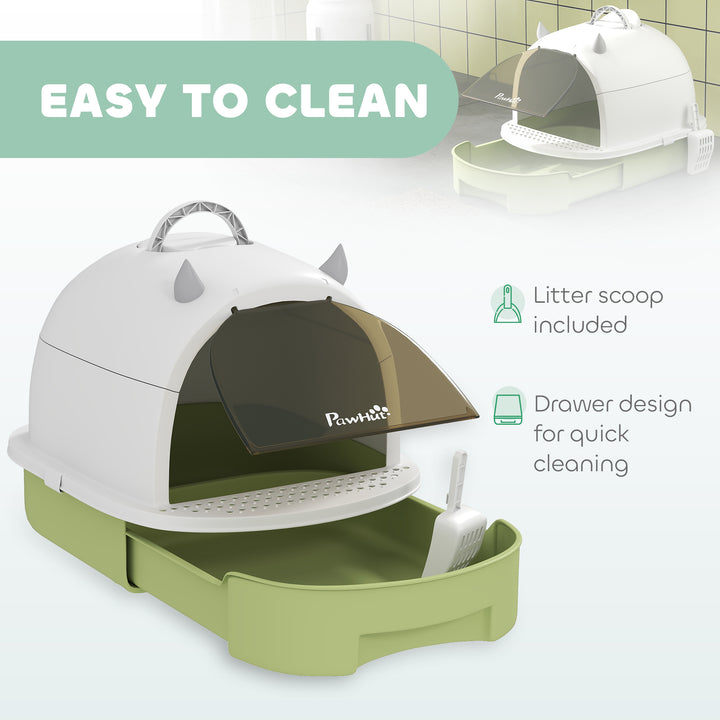 Enclosed Cat Litter Box w/ Pull-Out Drawer, Scoop, Deodorising Bags fo