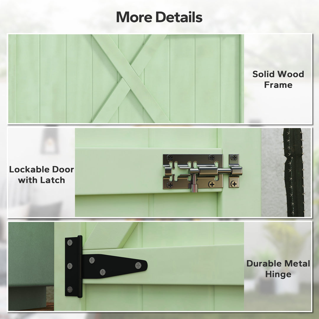 Wooden Small Shed, Garden Storage Shed with Shelves and Bolt Latch, 75L x 56W x115H cm, Green