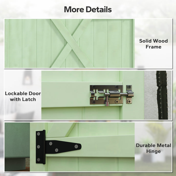 Wooden Small Shed, Garden Storage Shed with Shelves and Bolt Latch, 75L x 56W x115H cm, Green