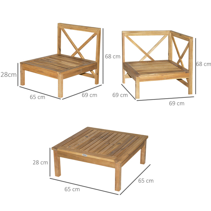 6 PCS Elegant Wood Frame Outdoor Patio Dining Set w/ Cushions Coffee Table Garden Furniture Sofa Comfort Balcony Patio Cream White