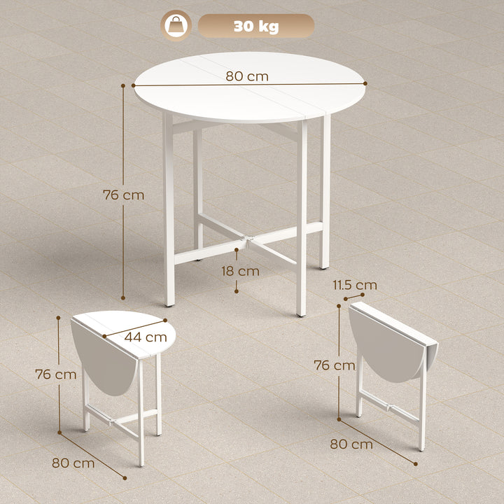 Collapsible Drop Leaf Table, Folding Dining Table for Small Spaces, Ex