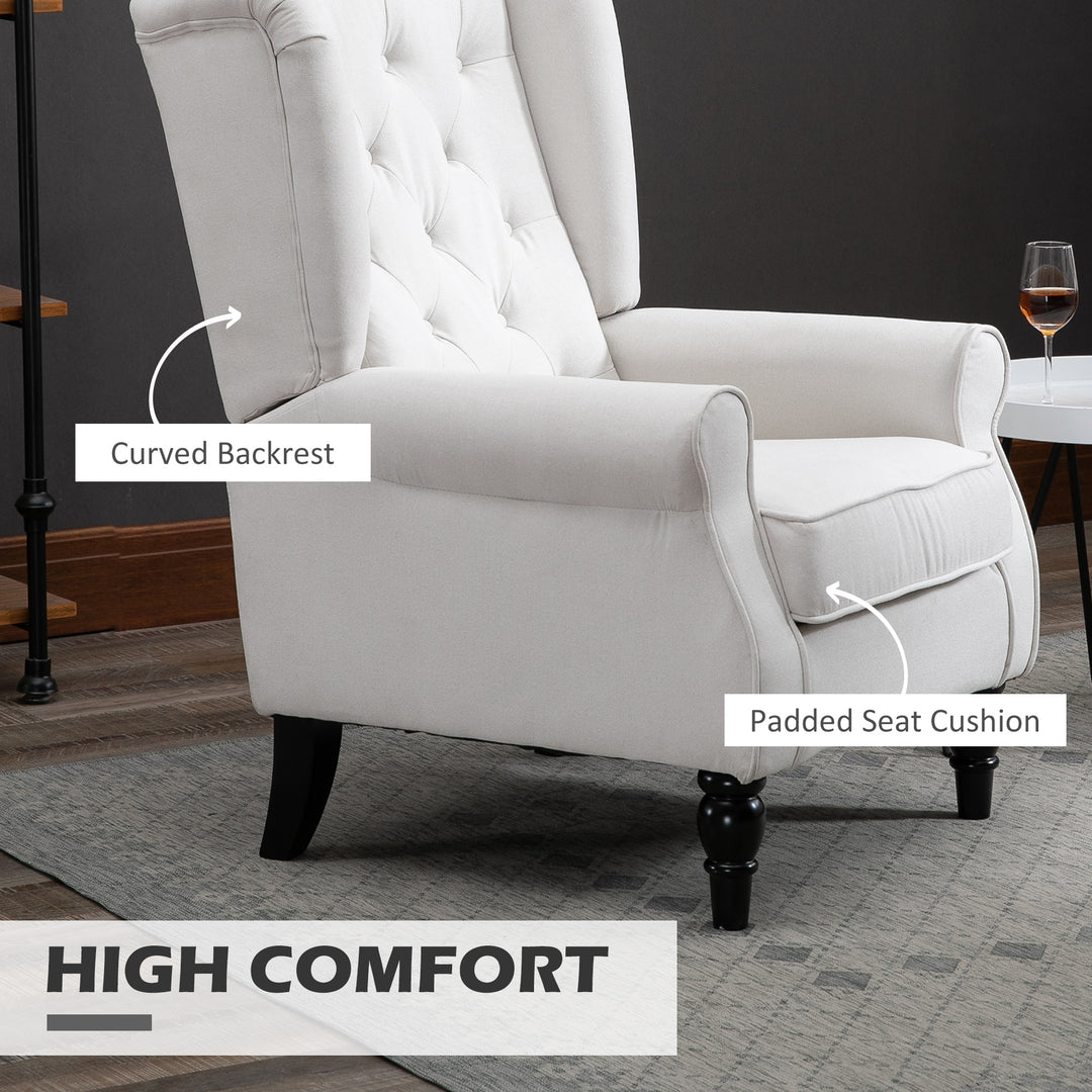 HOMCOM Wingback Accent Chair, Retro Button Tufted Upholstered Occasional Chair for Living Room, Bedroom, Cream White