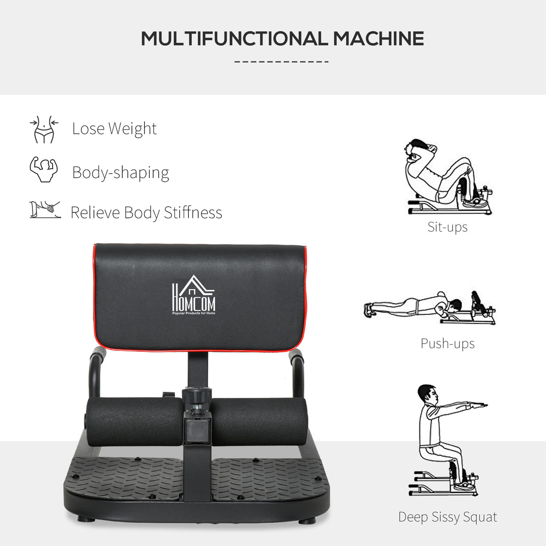 MCL Squat Machine with Push Up Stand, Padded Hip Thrust Bench with Adjustable Cushion for Home Gym Work Out, Black