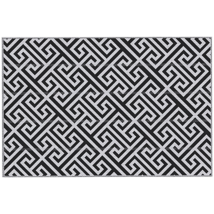 MCL 182 x 274 cm(6x9ft) Outdoor Rug Reversible Mat Plastic Straw Rug Portable RV Camping Mat for Garden Deck Picnic Indoor, Black & White