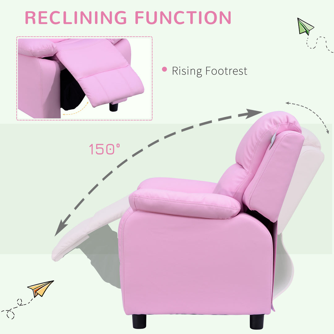 MCL Kids Sofa Armchair Toddler Recliner Children's  Chair Lounger Games Chair  PU Leather w/ Storage  (Pink)
