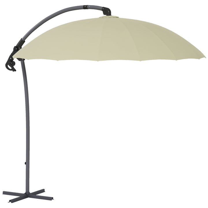 Outsunny Waterproof 2.7m Cantilever Parasol, with Cross Base - Beige | Aosom UK