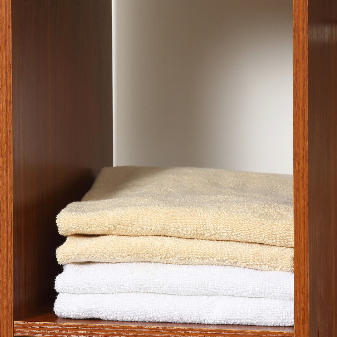 Open Wardrobe on Wheels, Bedroom Wardrobe with Clothes Hanging Rail, 3 Storage Shelves, Mobile Garment Rack for Cloakroom, Hallway, Walnut