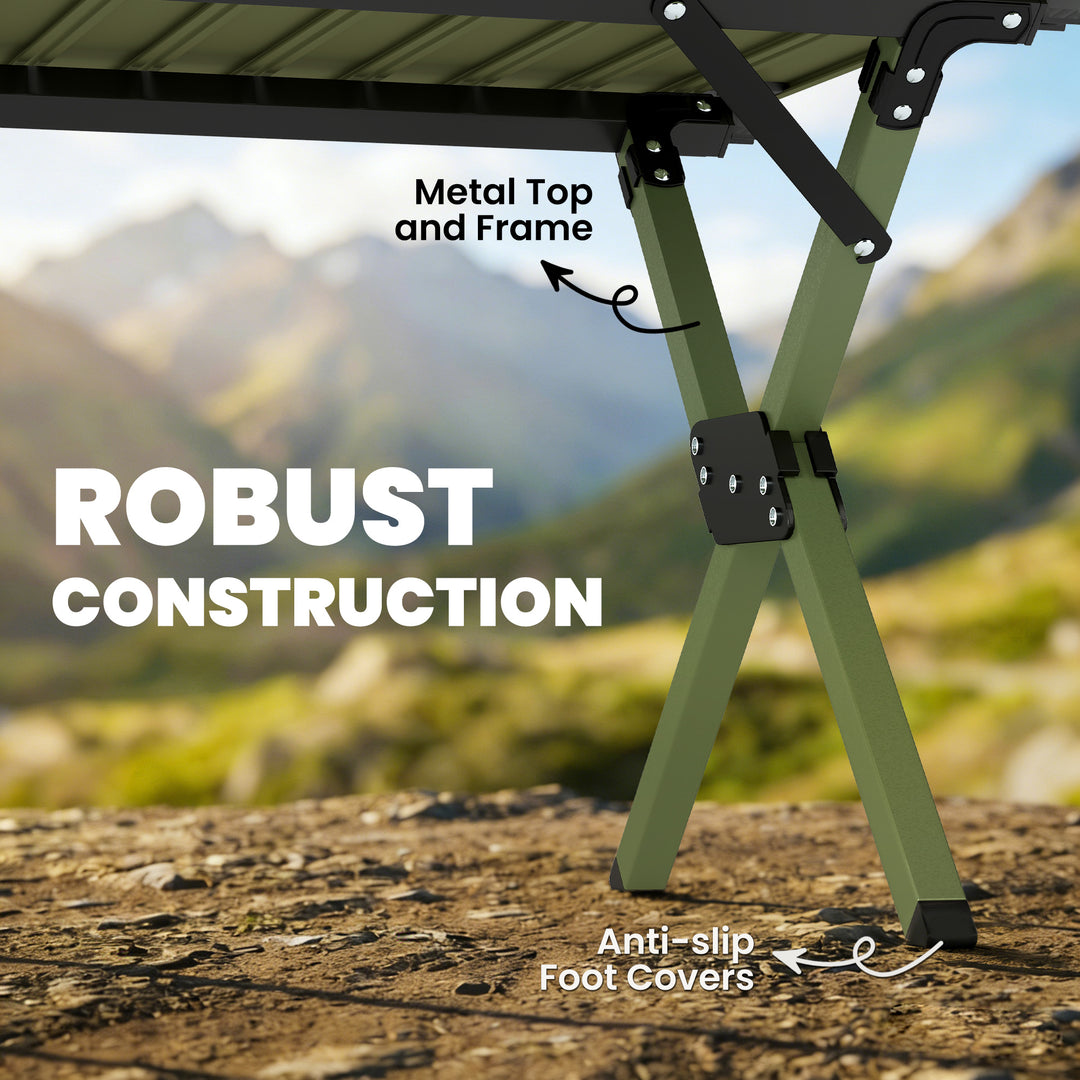4ft Folding Camping Table, Waterproof Picnic Table with Roll Up Top, C