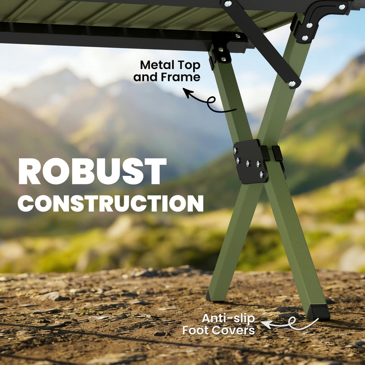 4ft Folding Camping Table, Waterproof Picnic Table with Roll Up Top, C