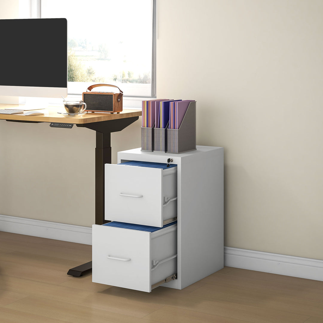 HOMCOM Two-Drawer Modern Steel Filing Cabinet - White