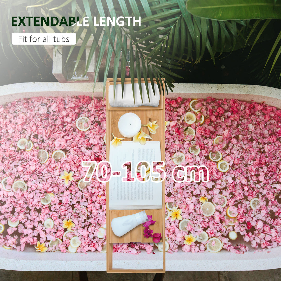 MCL Extendable Bamboo Bathtub Shelf Rack Bath Caddy Tray Bathroom Storage