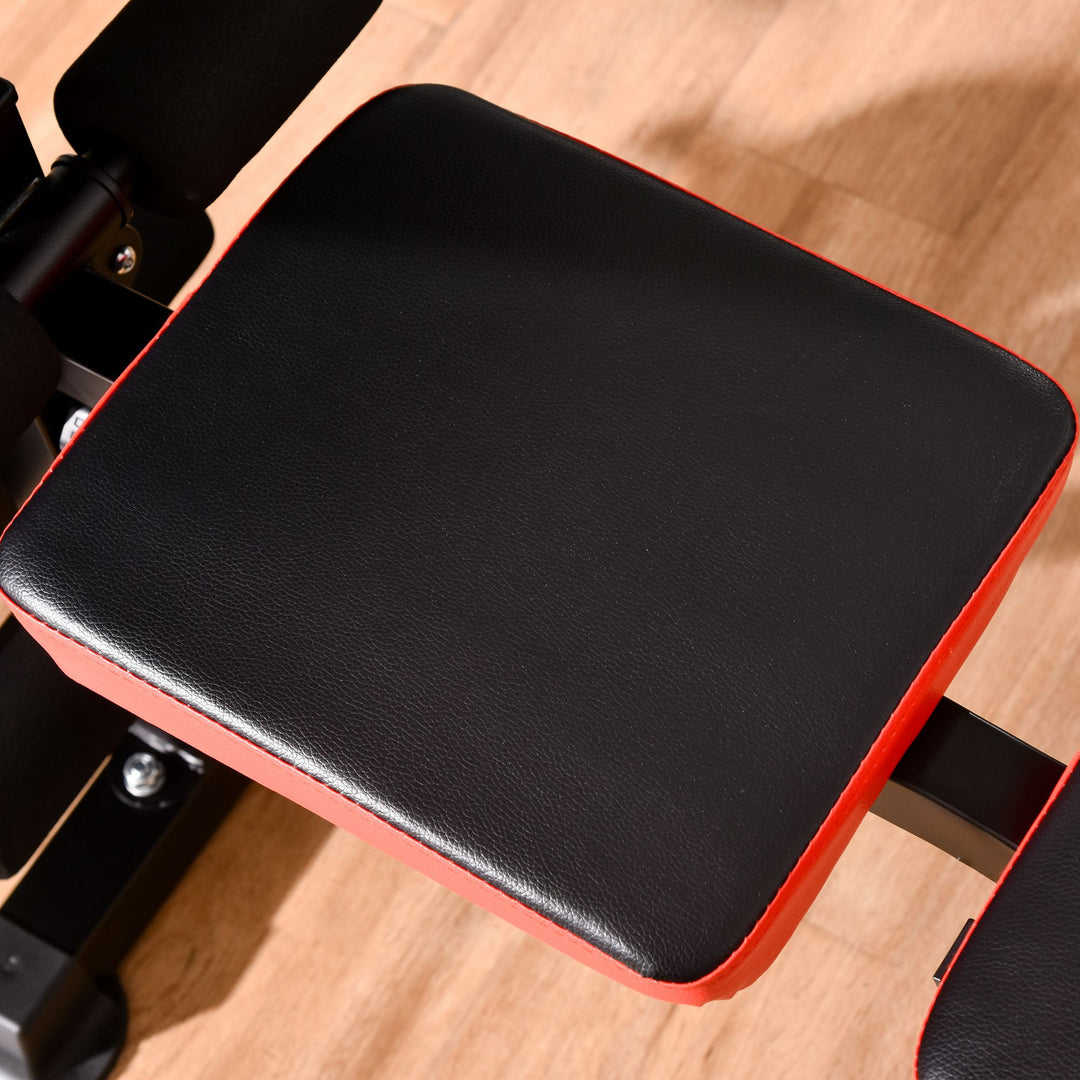 Adjustable Weight Bench with Leg Extension, Barbell Rack, Preacher Curl Pad, Butterfly, Multi-Function Home Gym Bench for Strength Training, Red