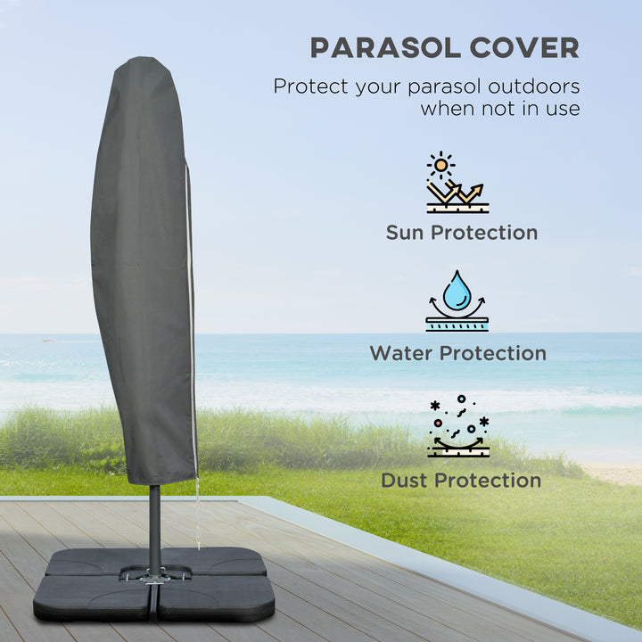 3m Overhanging Parasol, with Base, Weights and Cover - Orange