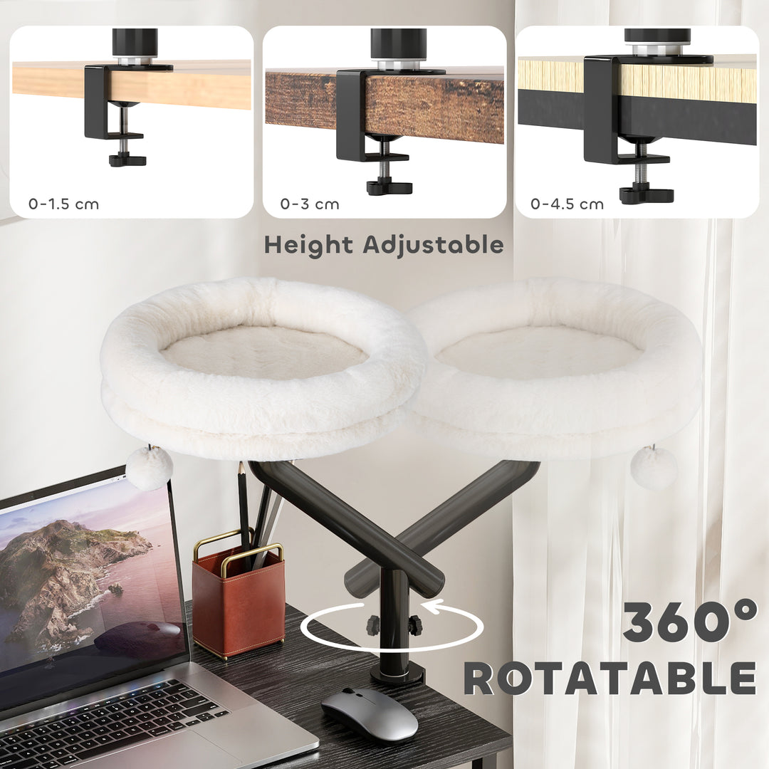 Cat Desk Bed, Cat Hammock 360° Rotatable Adjustable for Window, Table,