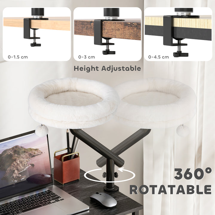 Cat Desk Bed, Cat Hammock 360° Rotatable Adjustable for Window, Table,