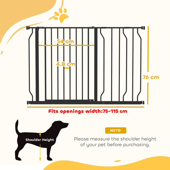 Wide Dog Safety Gate, with Door Pressure, for Doorways, Hallways, Staircases - Black