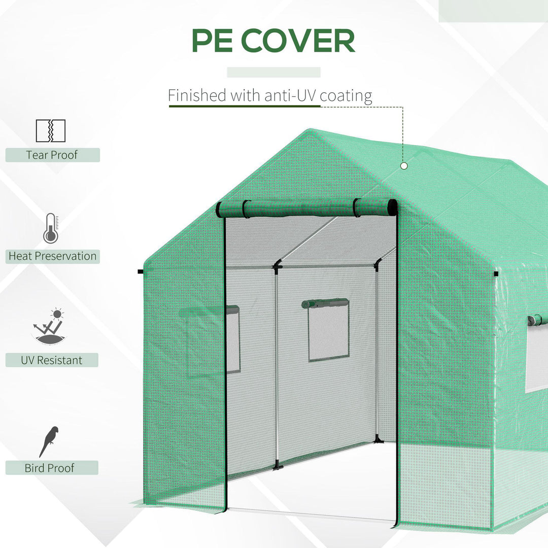Polyethylene Walk-in Polytunnel Greenhouse, 2 x 3(m), Green