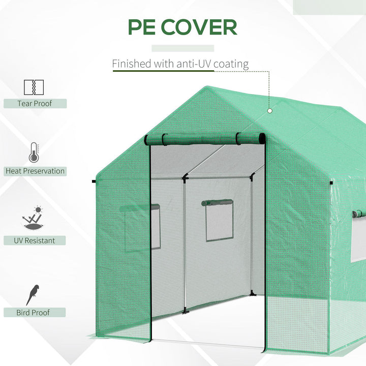 Polyethylene Walk-in Polytunnel Greenhouse, 2 x 3(m), Green
