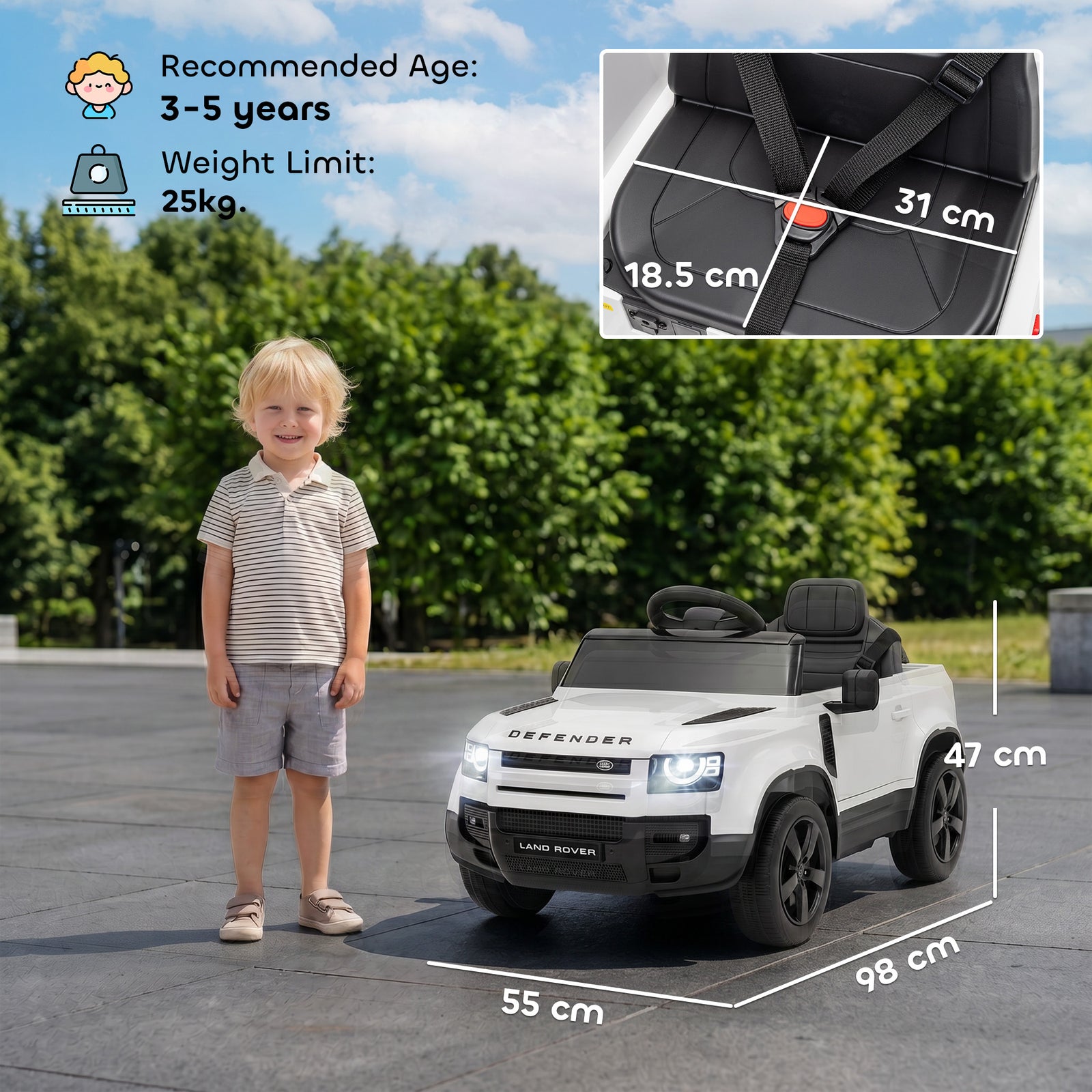 Land Rover Licensed 12V Kids Ride on Car with Remote, Suspension, Slow