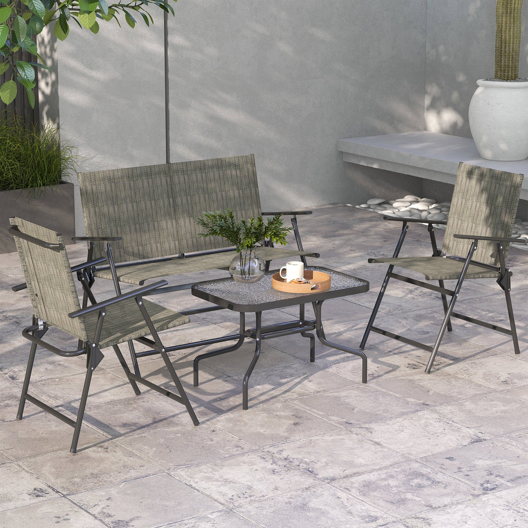 Four-Piece Metal Garden Sofa Set, Mixed