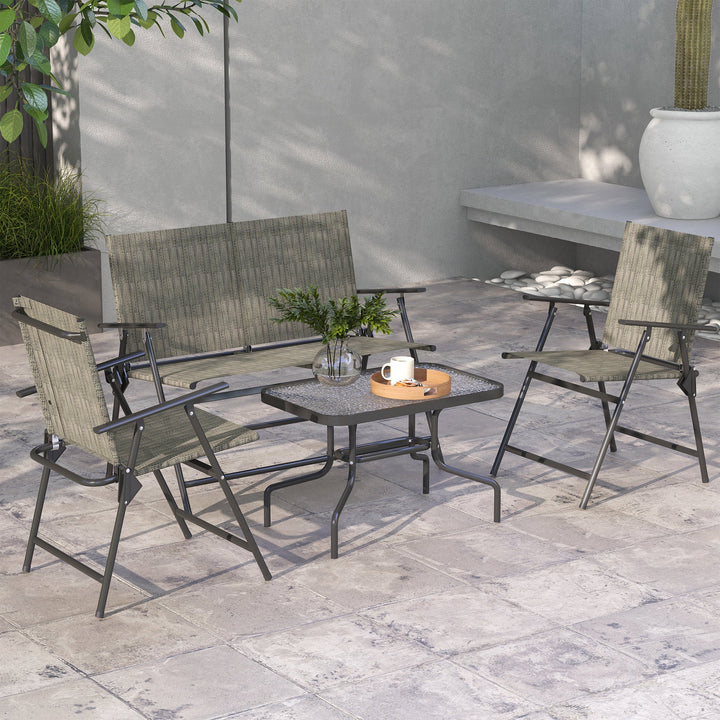 Four-Piece Metal Garden Sofa Set, Mixed