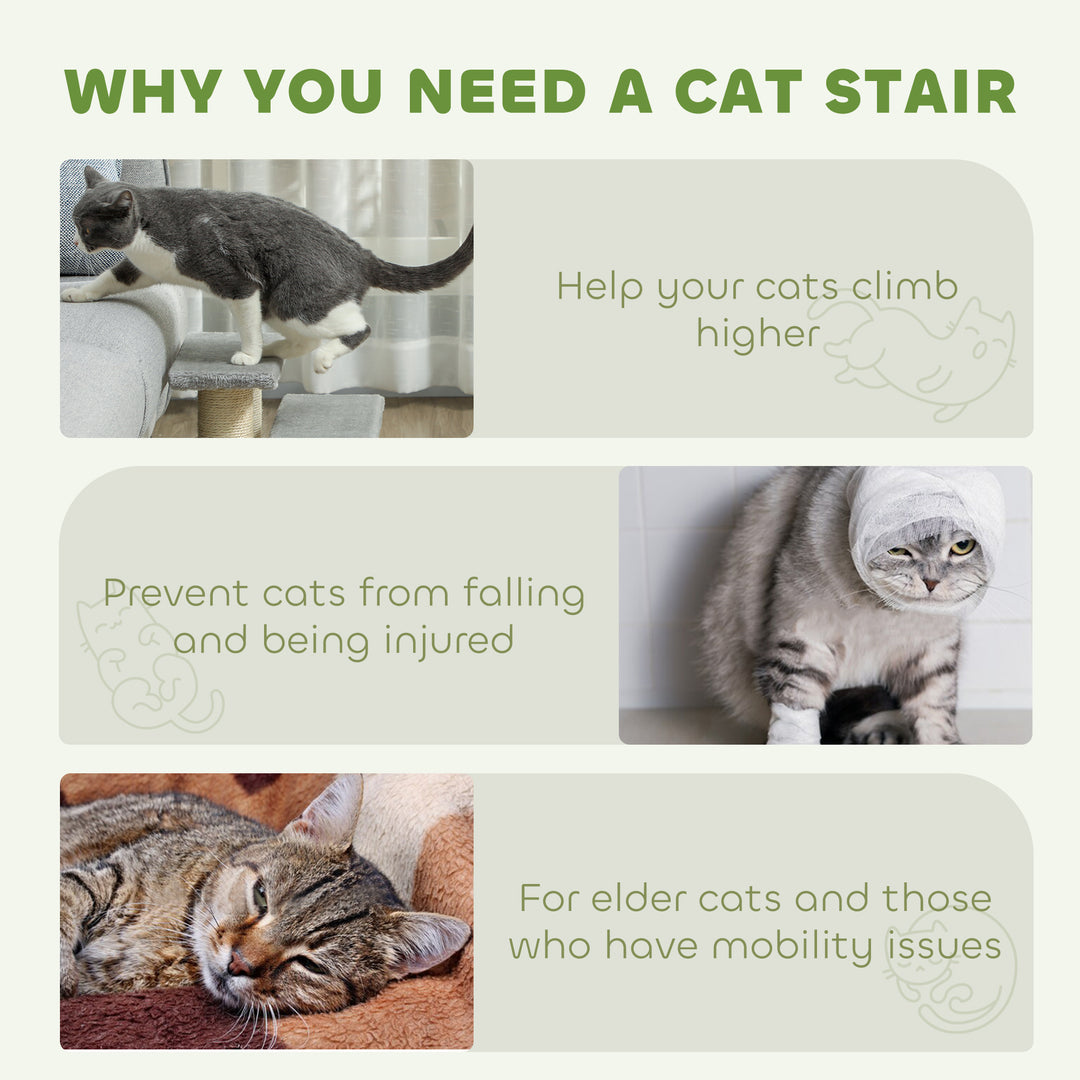 Pet Stairs 3-step Pet Ladder Cat dog Stairs Climb Ladder Cat Tree, Grey
