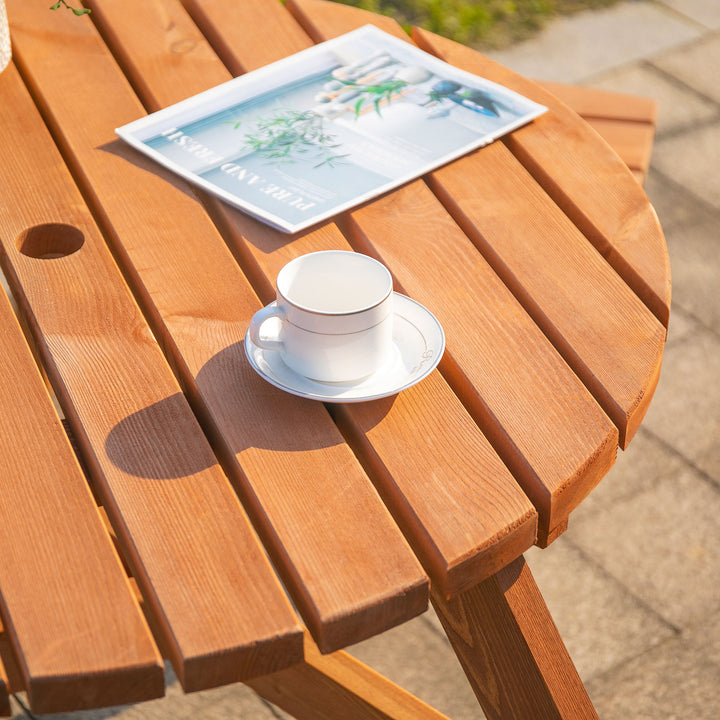 Outsunny Fir Wood Garden Pub Table & Bench Set, 6