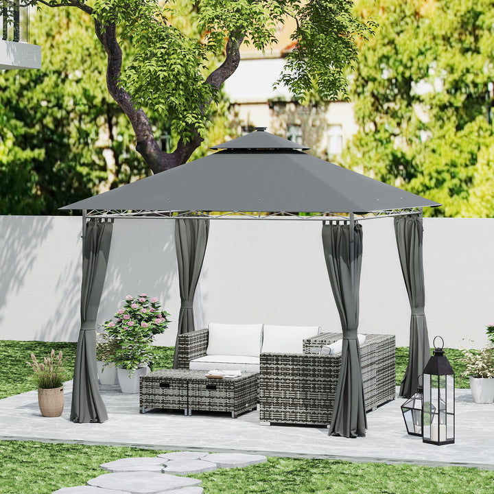 3 x 3 m Solar LED Metal Gazebo - Dark Grey