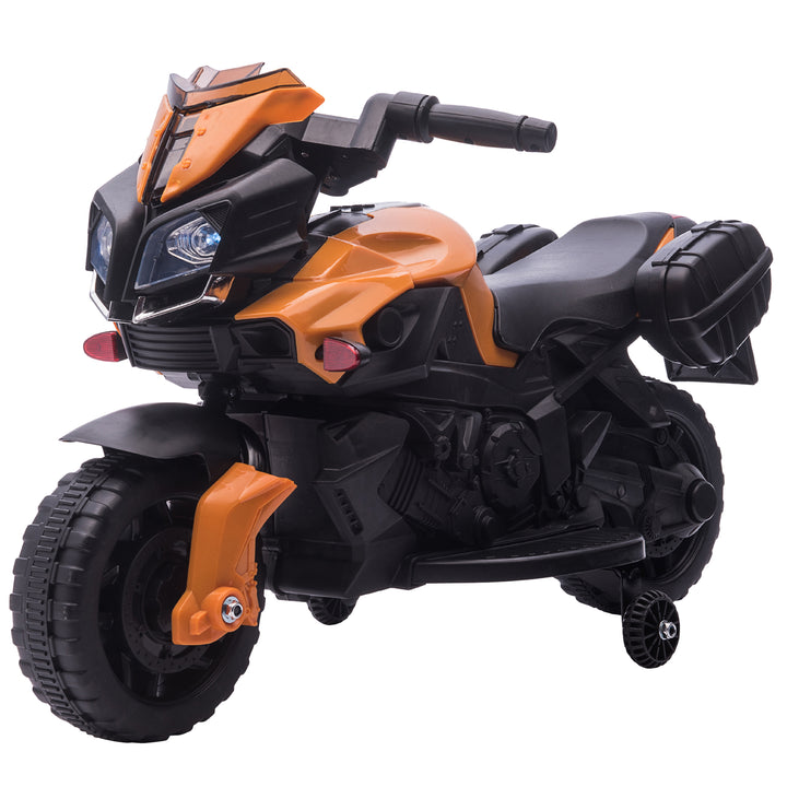 HOMCOM Kids Electric Pedal Motorcycle Ride-On Toy Battery Powered Rechargeable 6V Realistic Sounds 3 km/h Max Speed for Girls Boy 18-48 months Orange