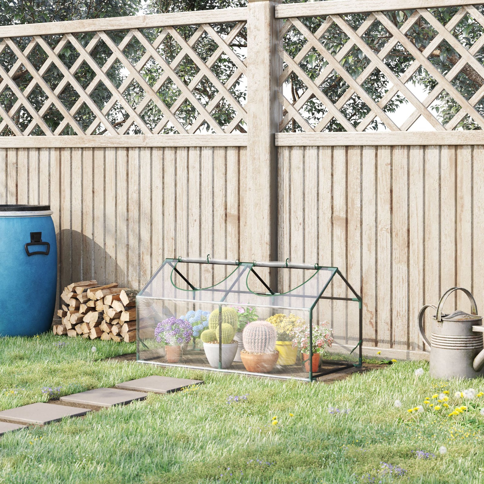 Mini Greenhouse Portable Flower Planter Vegetable Grow House for Garden Backyard with Zipped Windows, 120 x 60 x 60 cm, Clear