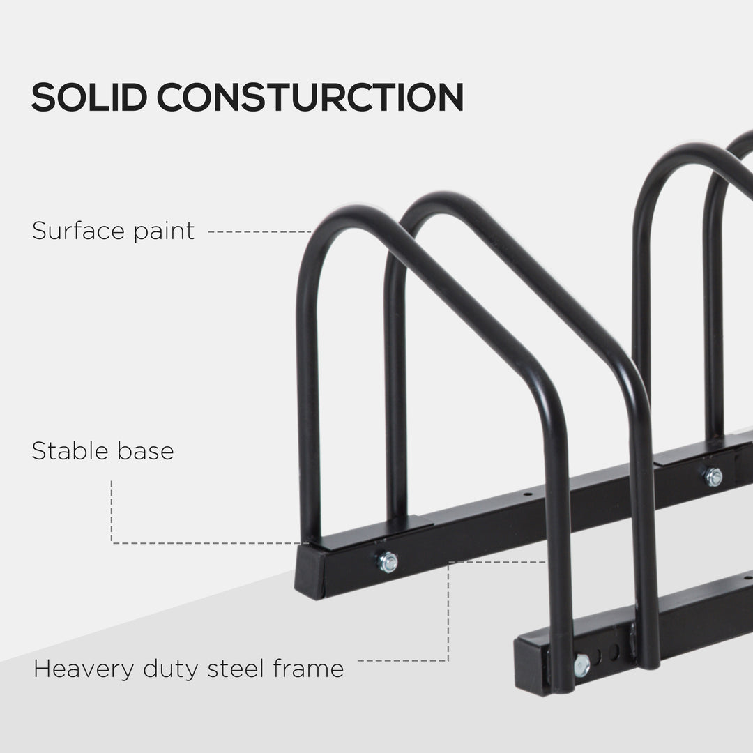 HOMCOM Bike Stand for Parking, Floor or Wall Mount Bicycle Storage Locking Stand, 76L x 33W x 27H, Black | Aosom UK