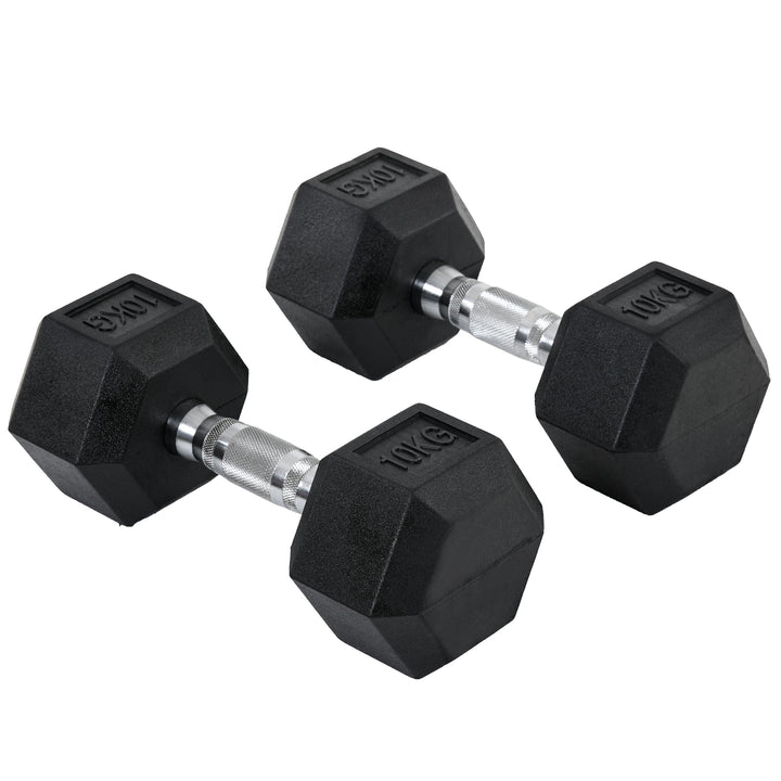 HOMCOM Hex Dumbbells Set Rubber Dumbbells Weight Lifting Equipment Fitness Home Gym | Aosom UK