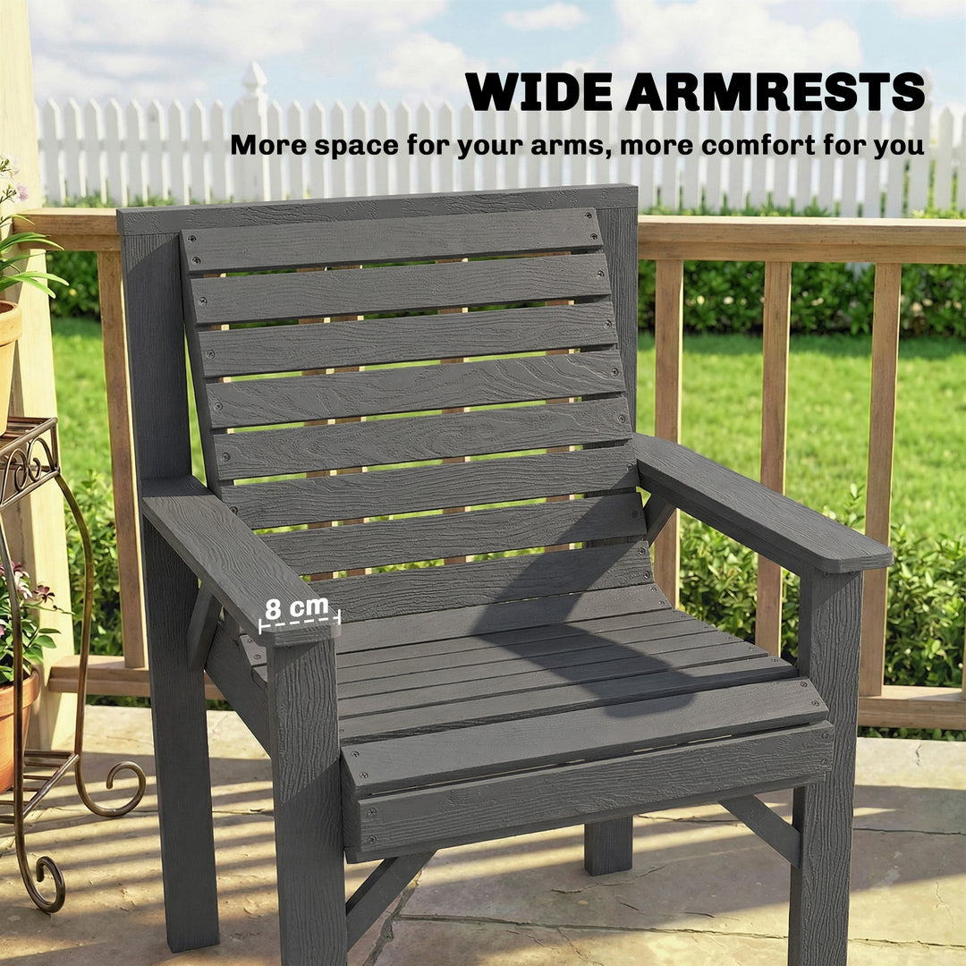 Wooden Garden Dining Chair, Outdoor Chair Garden Armchair with Curved 