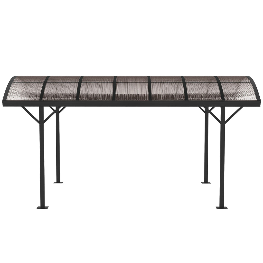 5 x 3(m) Hardtop Gazebo Aluminium Pavilion Carport Garden Shelter Pergola with Polycarbonate Roof, Brown