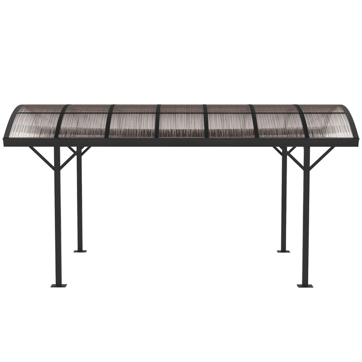 5 x 3(m) Hardtop Gazebo Aluminium Pavilion Carport Garden Shelter Pergola with Polycarbonate Roof, Brown