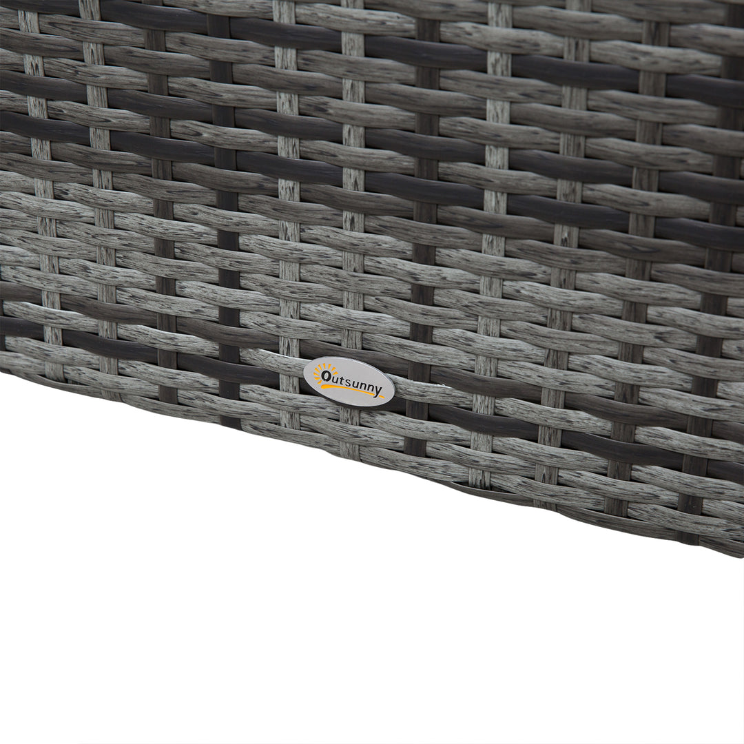 MCL 4 Pcs Rattan Wicker Garden Furniture Patio Sofa Storage & Table Set w/ 2 Drawers Coffee Table,Great Cushioned 4 Seats Corner Sofa - Grey