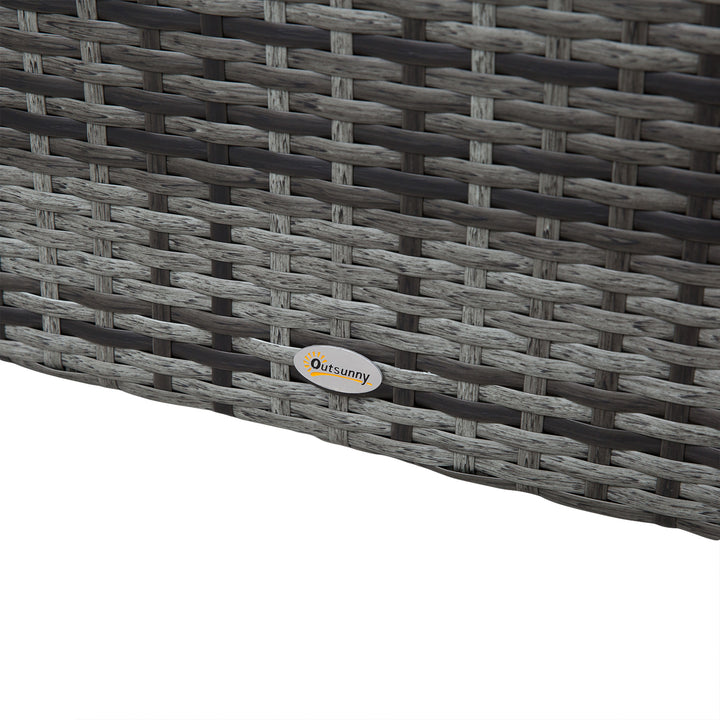 MCL 4 Pcs Rattan Wicker Garden Furniture Patio Sofa Storage & Table Set w/ 2 Drawers Coffee Table,Great Cushioned 4 Seats Corner Sofa - Grey