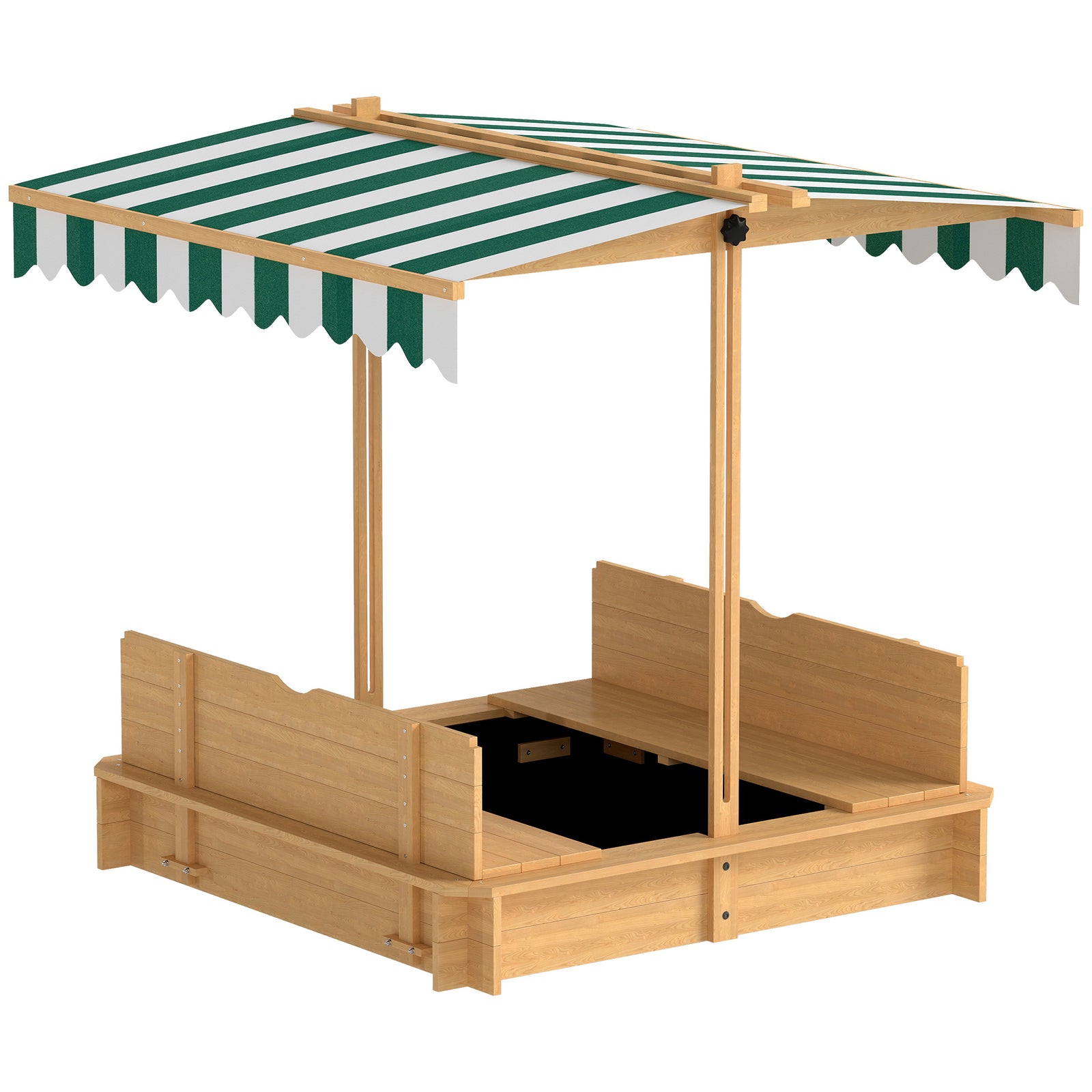 Kids Square Wooden Sandpit, Children Sandbox Outdoor Playset