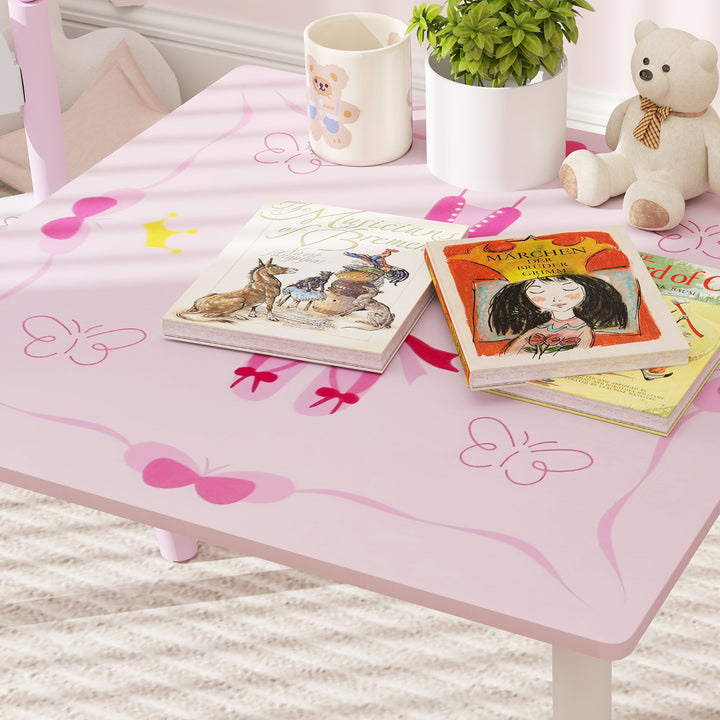 AIYAPLAY Princess-Designed Kids Table and Chairs Set for Activity, Art, Drawing, Toddler Table and Chairs Set for Playroom