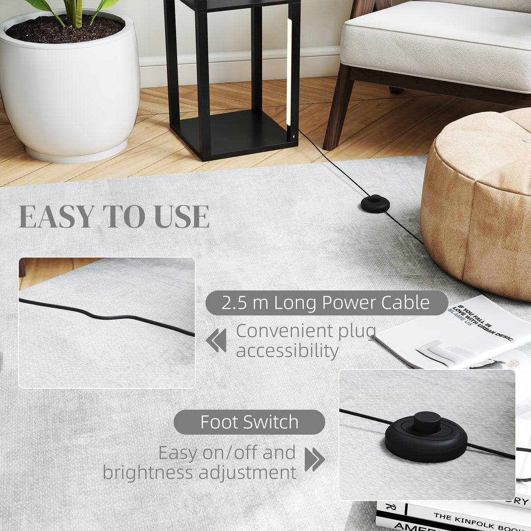 LED Floor Lamp with Shelves, 4 Layers Dimmable Modern Standing Lamp with 3 Brightness Levels and Foot Switch for Living Room, Bedroom, Office, Black
