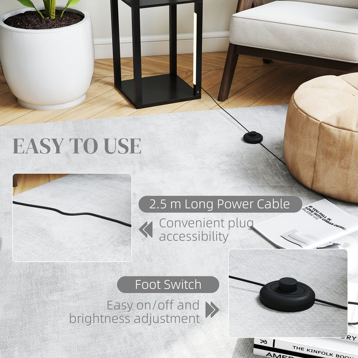 LED Floor Lamp with Shelves, 4 Layers Dimmable Modern Standing Lamp with 3 Brightness Levels and Foot Switch for Living Room, Bedroom, Office, Black