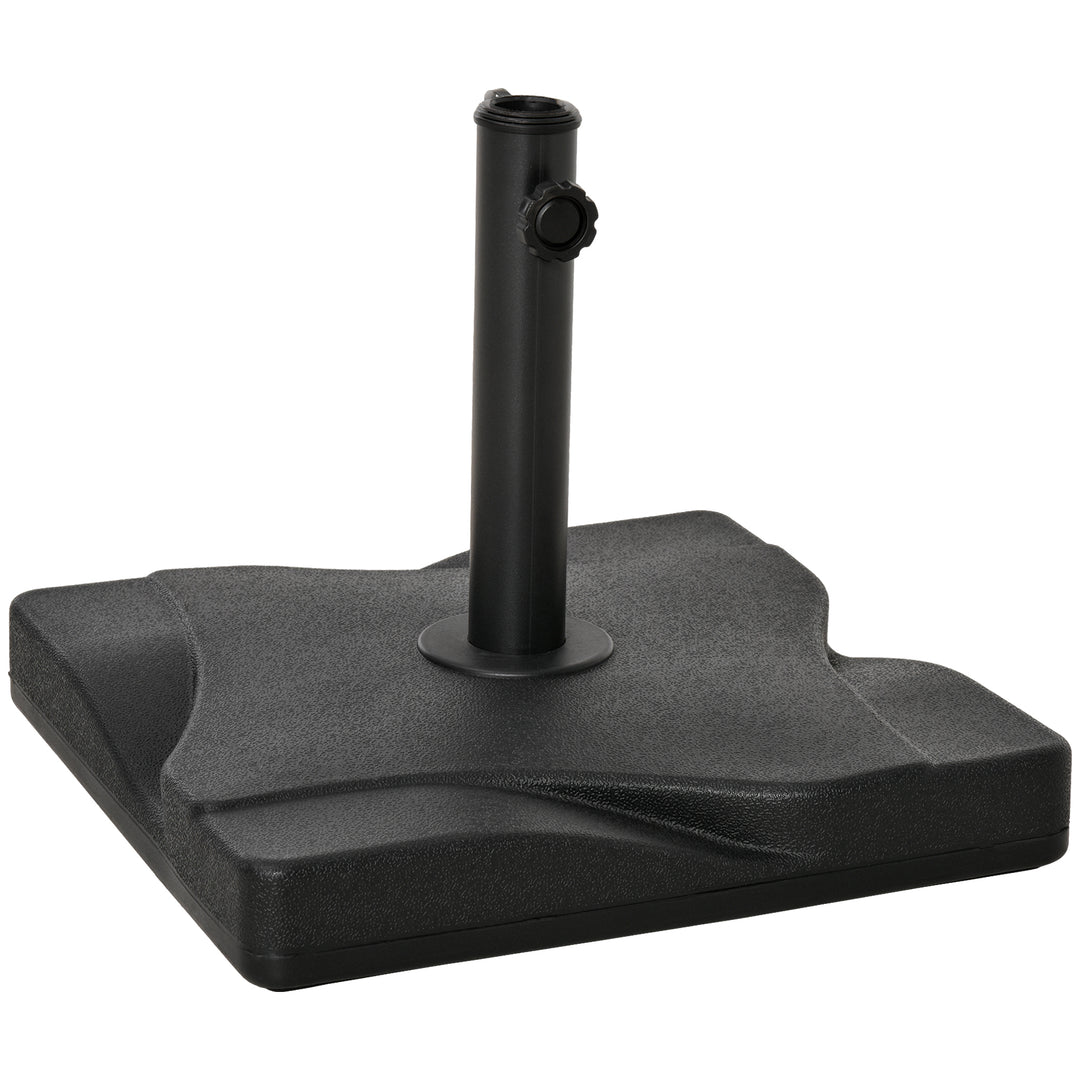 MCL 20kg Square Parasol Base Outdoor Garden Cement Umbrella Weight Stand Holder, Fits 32mm,38mm,48mm Pole - Black