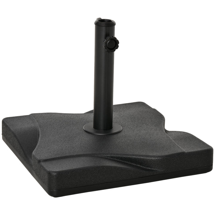 MCL 20kg Square Parasol Base Outdoor Garden Cement Umbrella Weight Stand Holder, Fits 32mm,38mm,48mm Pole - Black