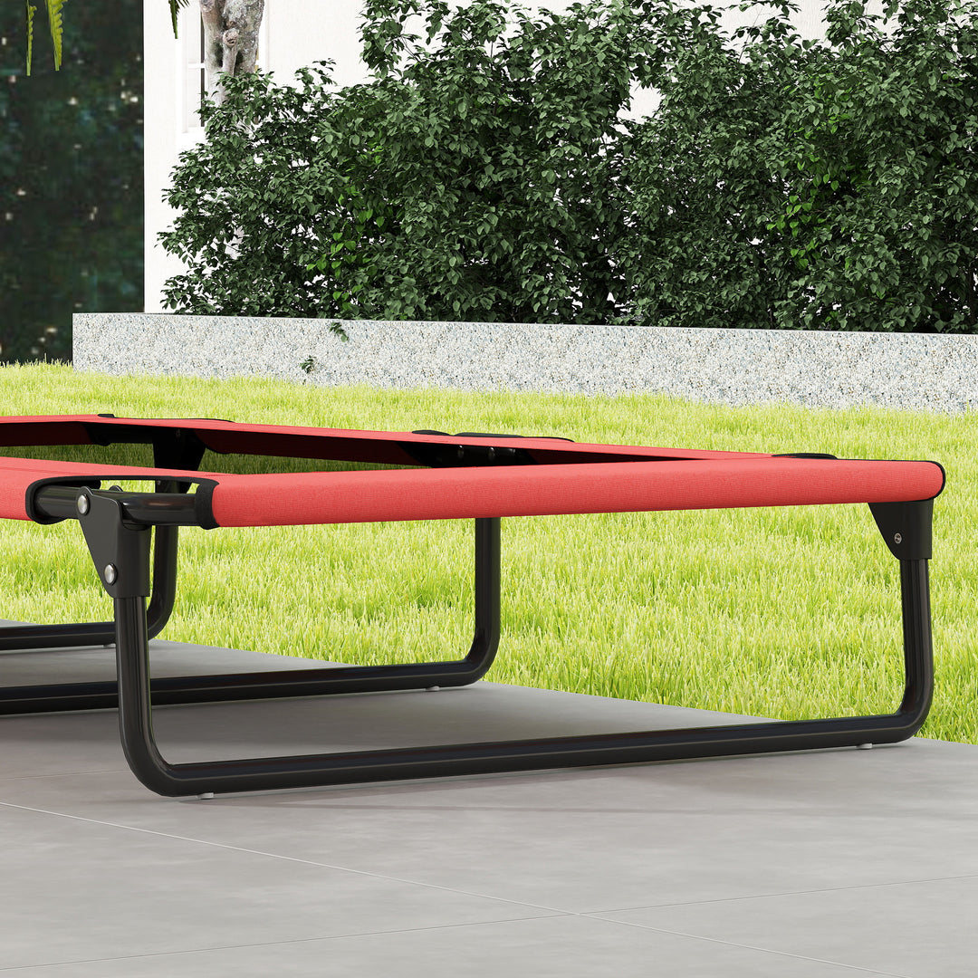 Portable Raised Dog Bed, Elevated Pet Cot with Breathable Mesh for Indoor Outdoor, for Large Dogs, Red