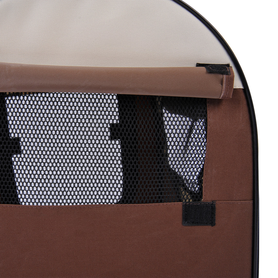 Folding Fabric Soft Pet Crate, 46Lx36Wx41H cm - Brown