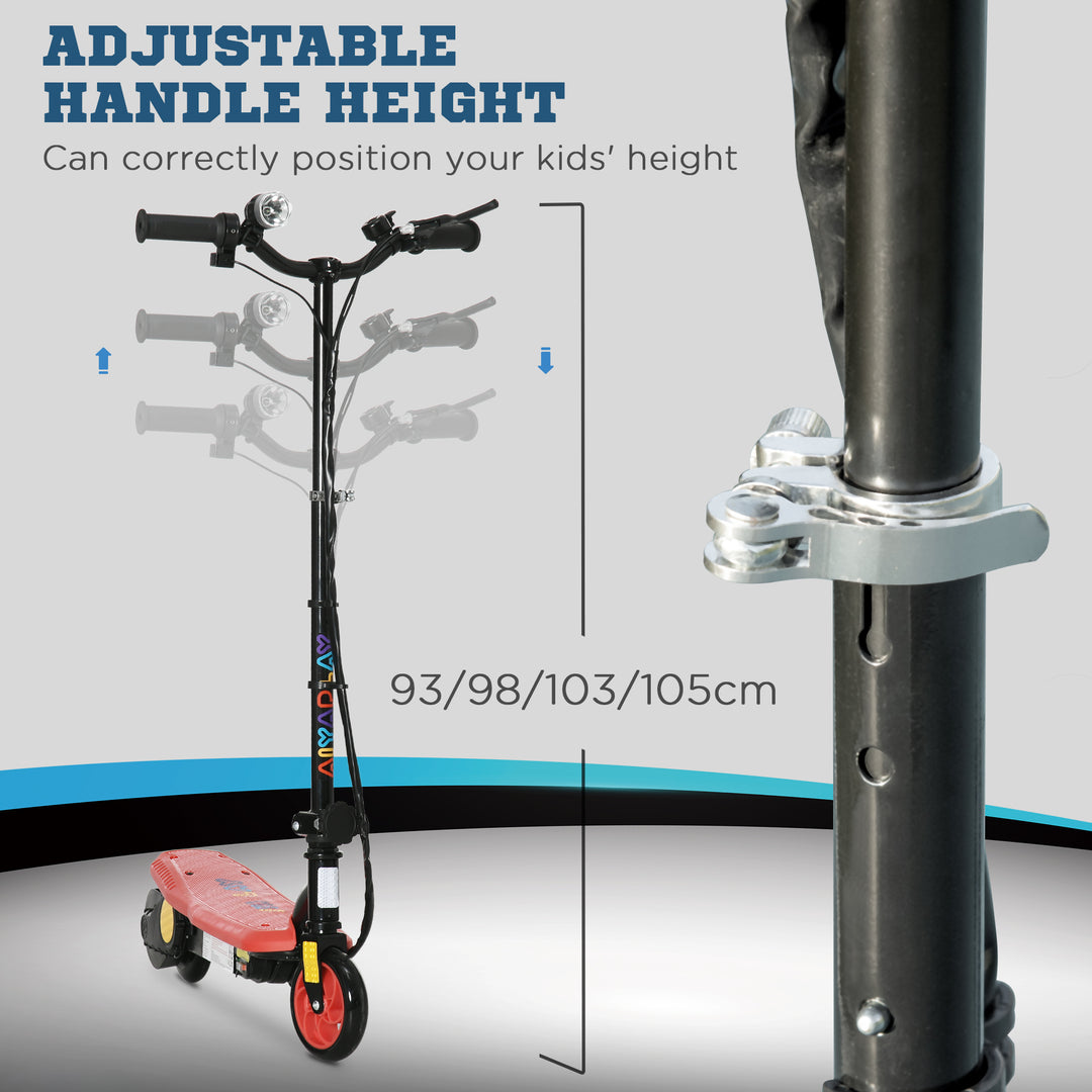Foldable Electric Scooter, with LED Headlights, for Ages 7-14 Years, Red