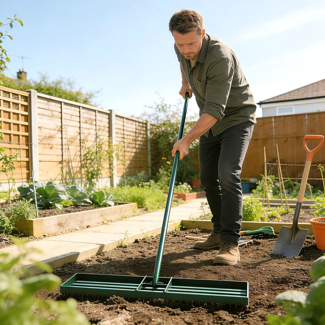 Lawn Levelling Rake, 76 x 26 cm Lawn Leveller Lute with 169 cm Handle 