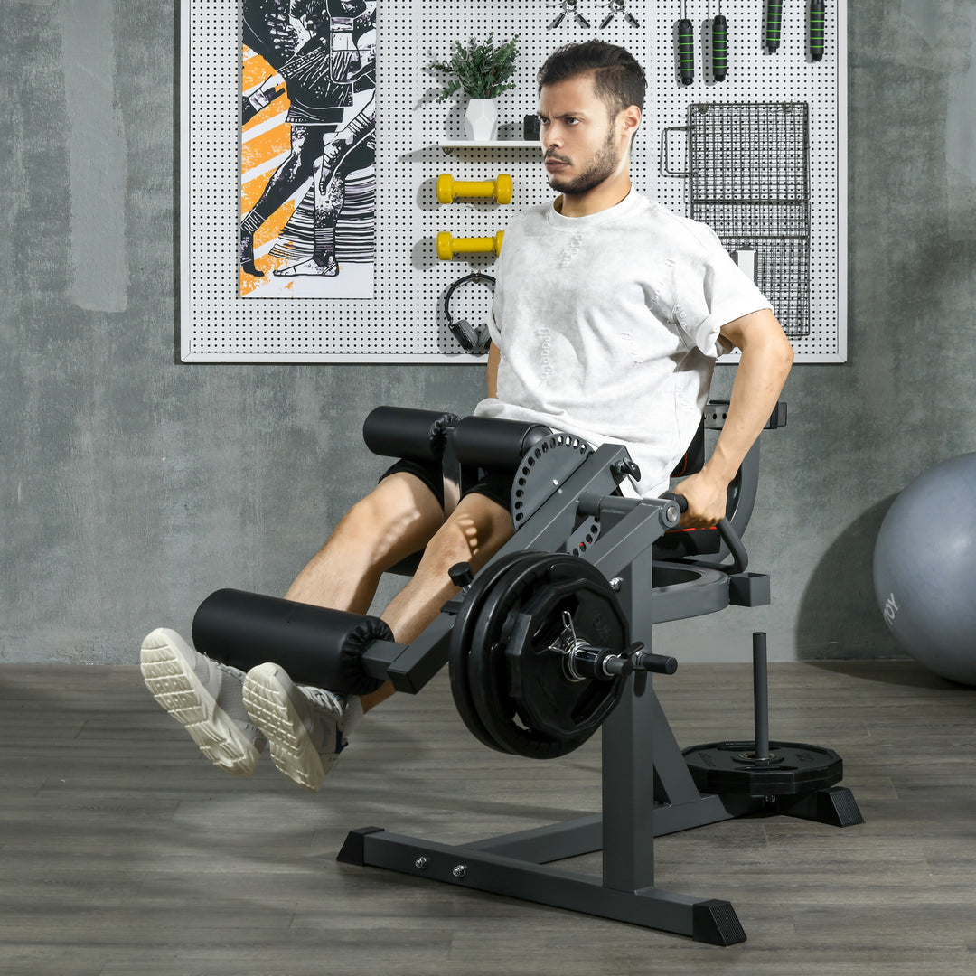 SPORTNOW Seated Leg Extension and Curl Machine, Adjustable Leg Raise Machine and Curl Machine with Plate Loaded for Hip, Thigh, Lower Body Workout
