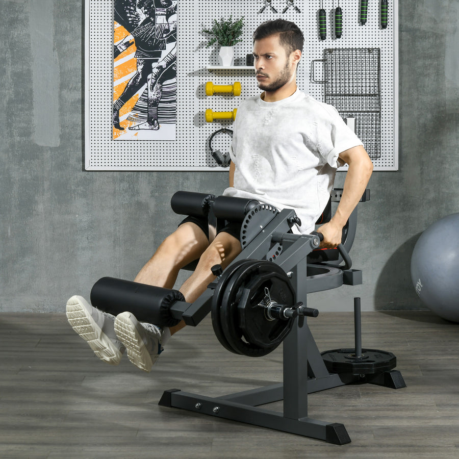 SPORTNOW Seated Leg Extension and Curl Machine, Adjustable Leg Raise Machine and Curl Machine with Plate Loaded for Hip, Thigh, Lower Body Workout