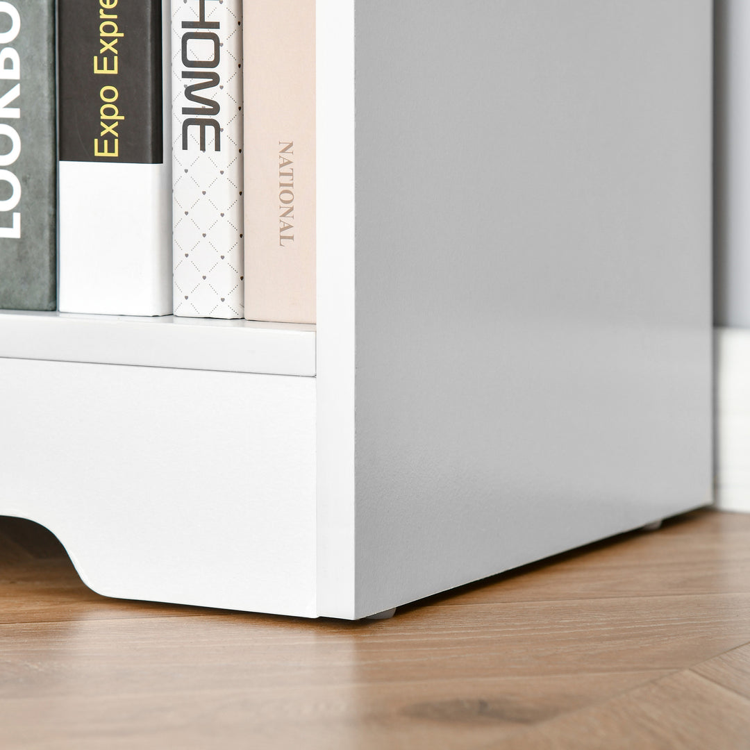 Wooden Cube Bookcase, 2 Tier Open Storage Shelving Unit with 4 Compartments, Freestanding Display Bookshelf for Home Office Living Room Furniture, 118 x 29 x 76cm, White